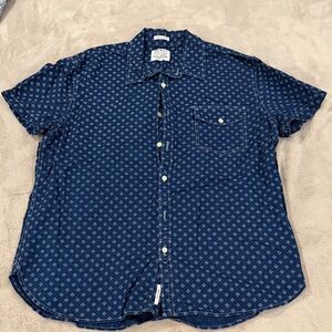 Lucky Brand Dark Indigo Blue Button Down Shirt Size XL